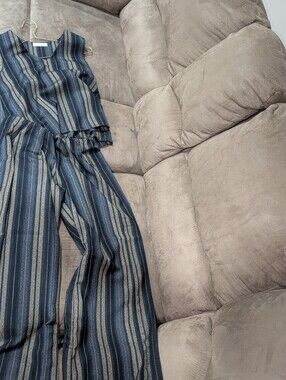 Striped Navy Wide-Leg Two-Piece Set